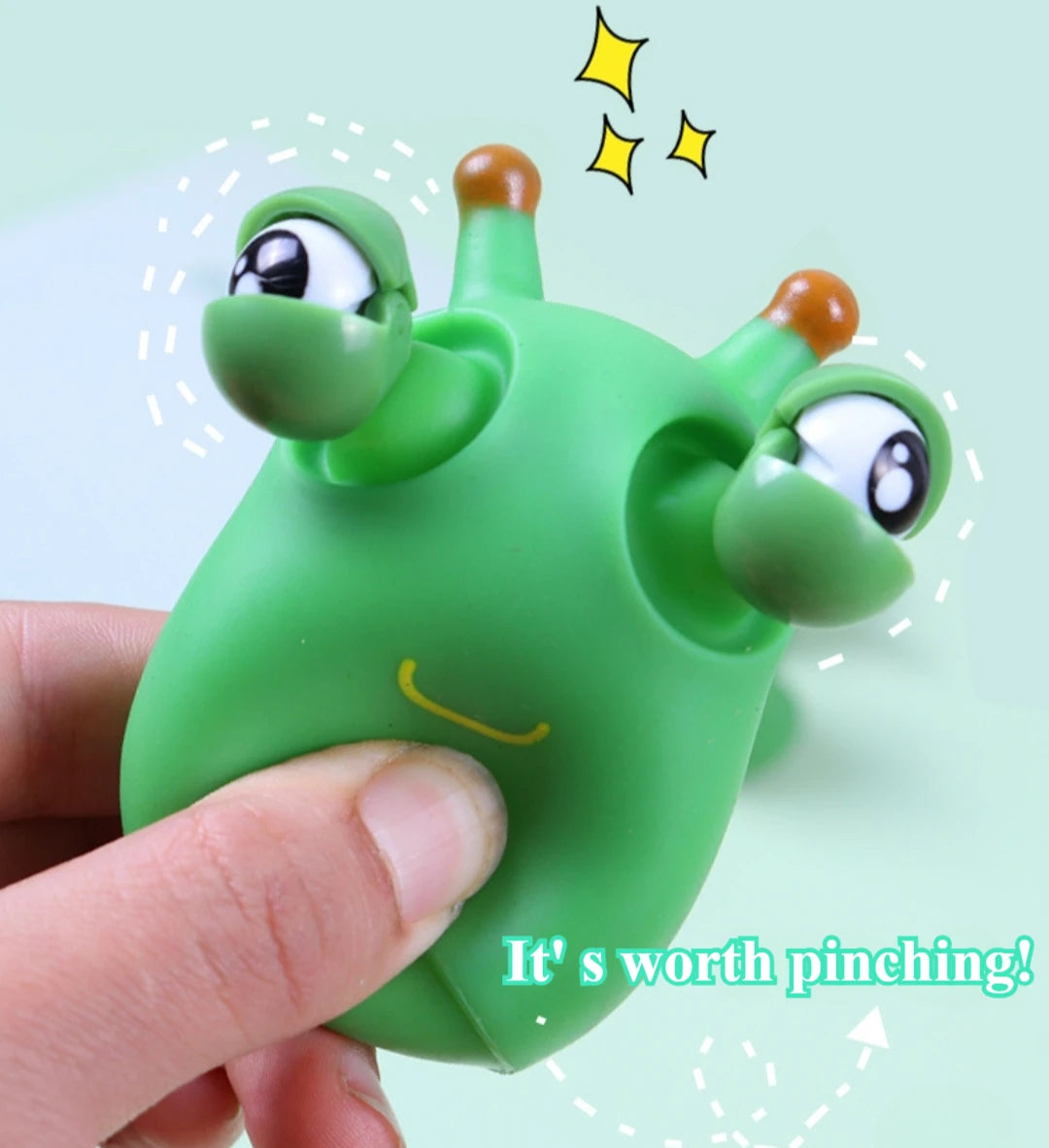 Novelty Green Worm Squeeze Toy Eye Pop Fidget Sensory