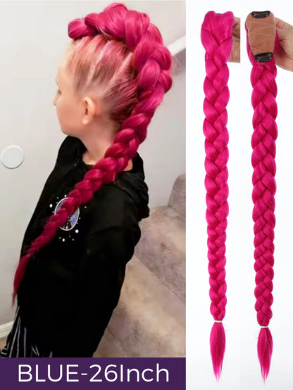 Braided Purple Hair Ponytail with Tinsel Shiny Extension 32"