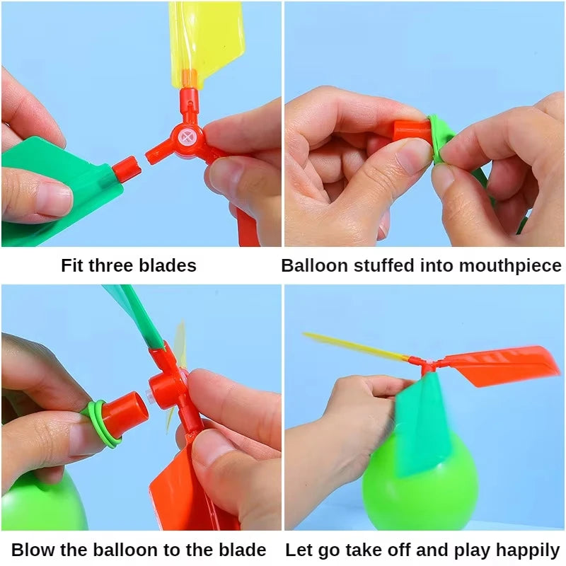 Balloon Helicopter Propeller Toy DIY Whistle Set