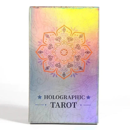 10.3*6cm Rainbow Holographic Tarot Deck, Tarot Cards With Guidebook Set, Divination Board Game Tarot Kit for Beginners
