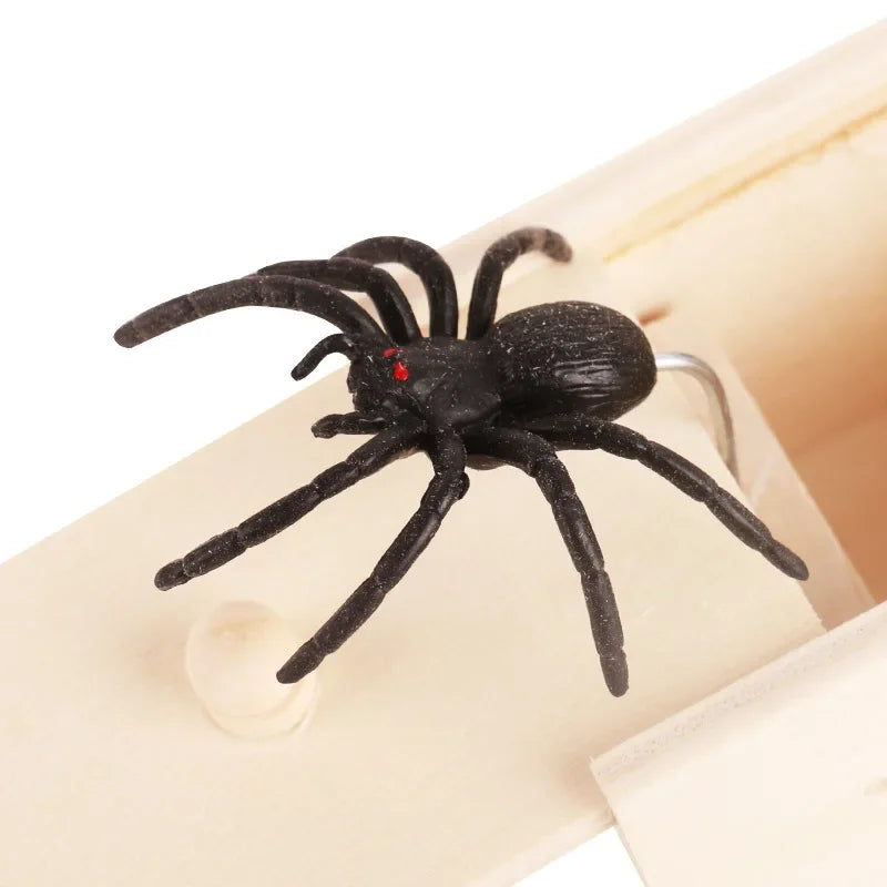 Wooden Spider Scare Box Halloween Prank Trick Toy