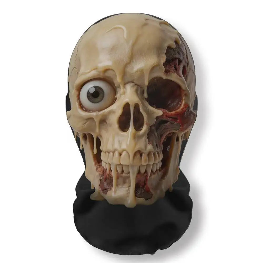 Realistic 3D Horror Skull Zombie Full Face Mask Breathable Mesh Headgear Cosplay Prop for Halloween Party Prank Carnival Costume