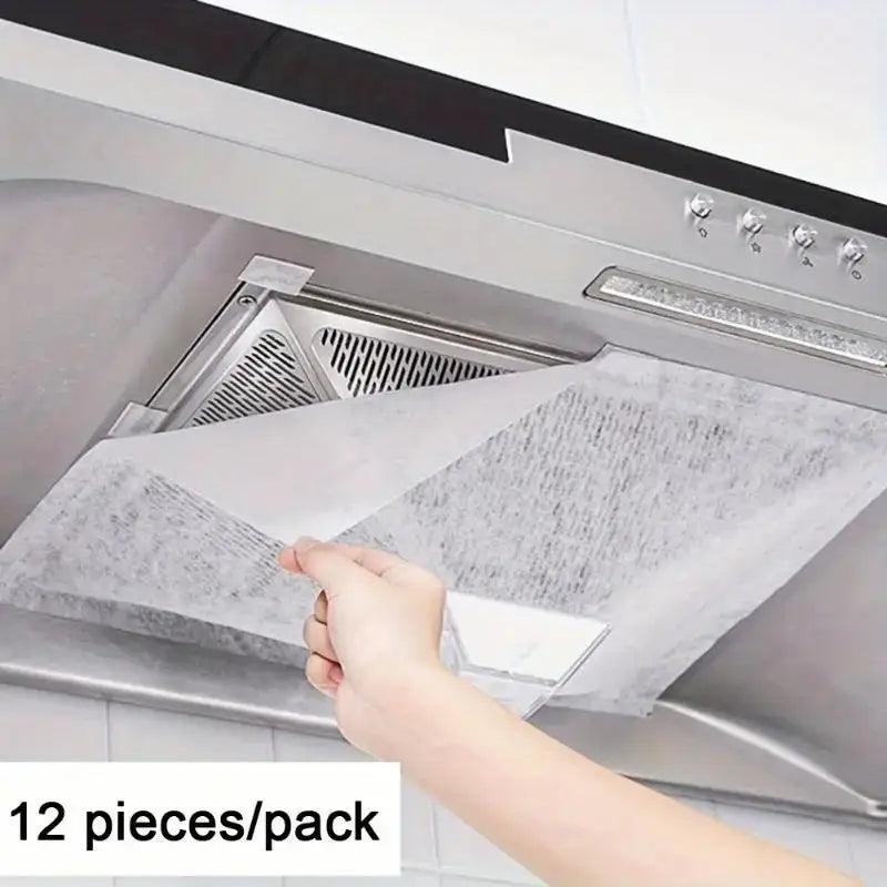 Range Hood Filter Paper 12 Pack Oil Absorbing Mesh Sheets