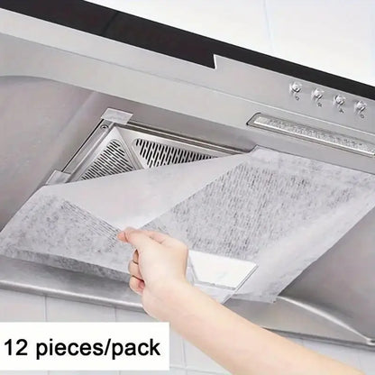 Range Hood Filter Paper 12 Pack Oil Absorbing Mesh Sheets