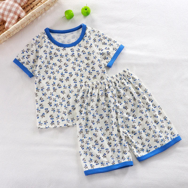 Toddler Short Sleeve Cartoon Pajamas Set Kids Summer