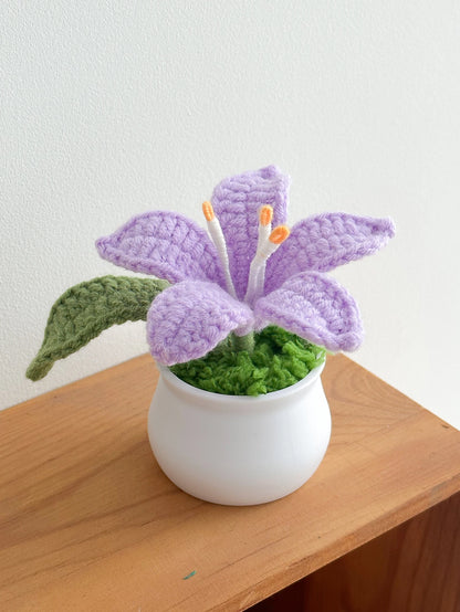 Flowers Hand-Knitted Lily Potted Crochet Woven Pot