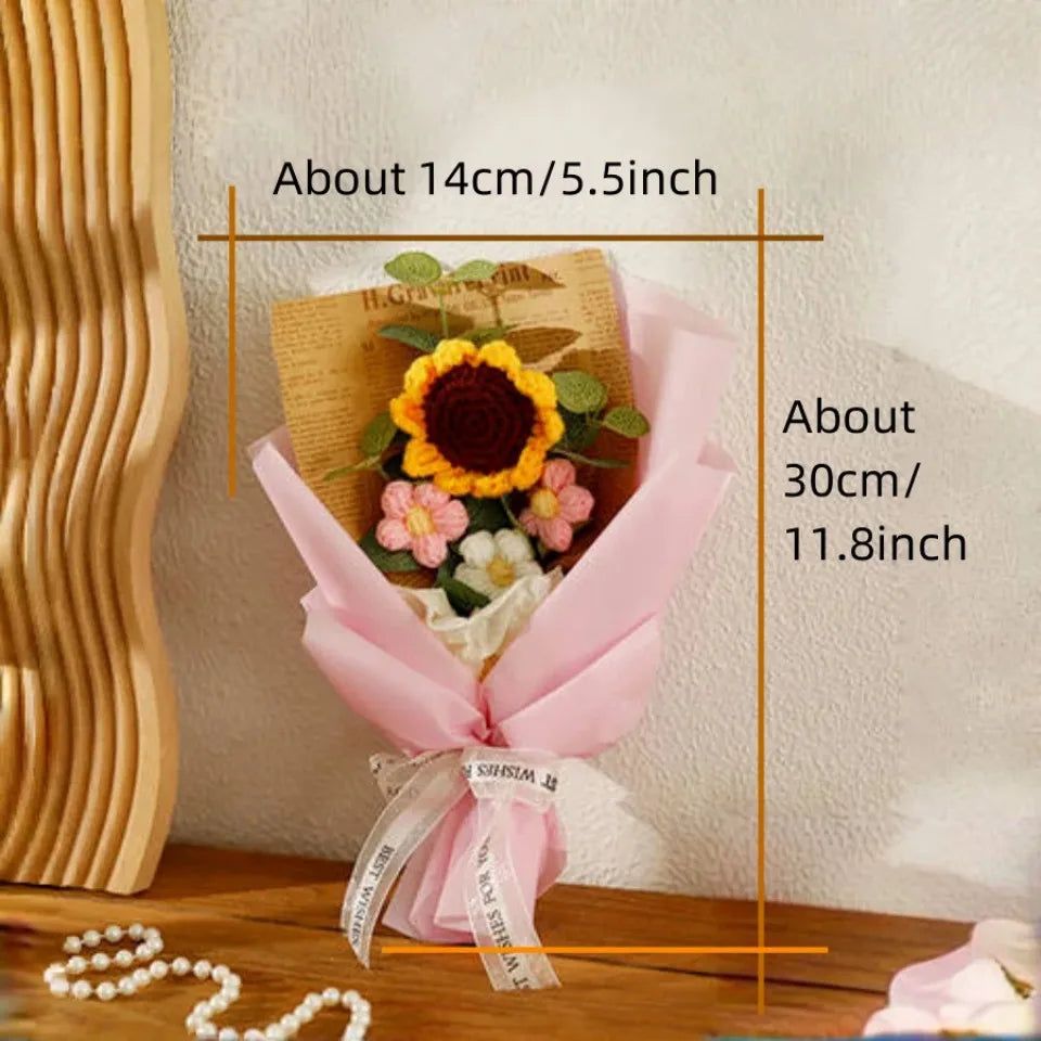 Crochet Flower Bouquet Handmade Sunflower Daisy Arrangement