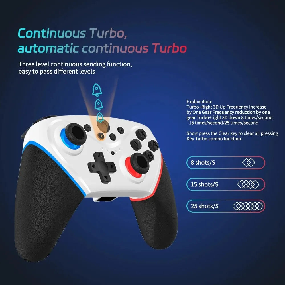 Wireless Switch Controller Compatible with Switch/Lite/OLED Remote Supports Multi-Platform with Turbo, Wake-up Function