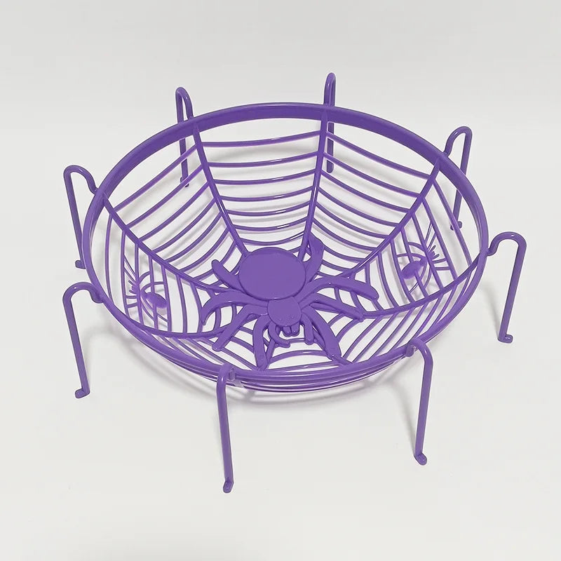 Black Spider Web Bowl Halloween Candy Biscuit Basket