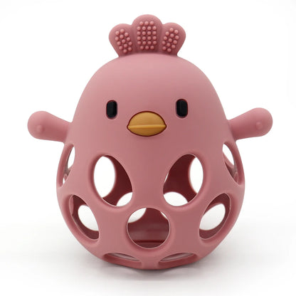 Baby Silicone Teether Toy Cartoon Chick Chewing Trainer