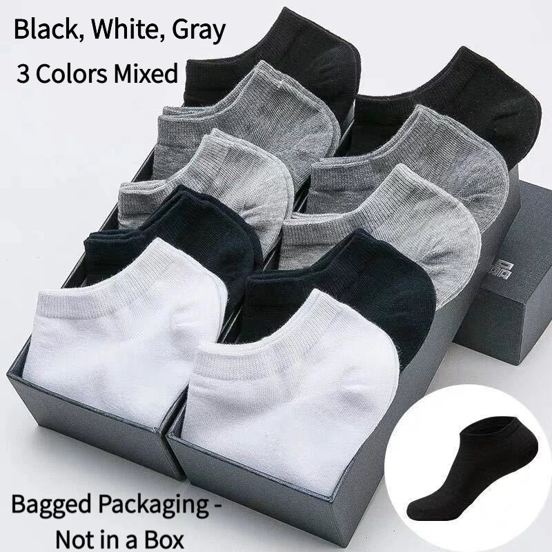 Unisex Ankle Socks Solid Color Cotton Running 10 Pack