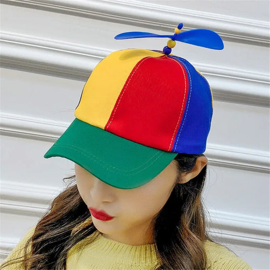 Rainbow Propeller Baseball Cap Sun Hat Kids Adult Snapback