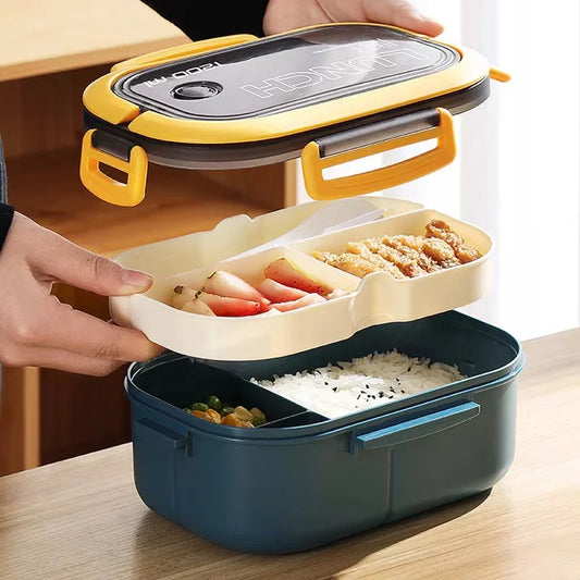 1200ML 2 Layer Bento Lunch Box Microwavable Portable Food Storage