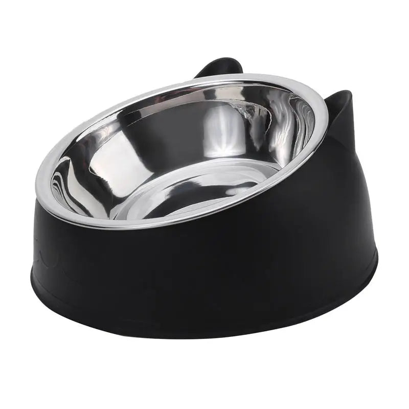 Inclined Kitten Puppy Food Feeding Bowls Stainless Steel
