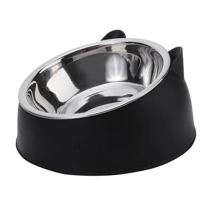 Inclined Kitten Puppy Food Feeding Bowls Stainless Steel