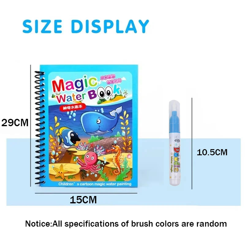 Magic Water Drawing Book Reusable Mess Free Coloring Set