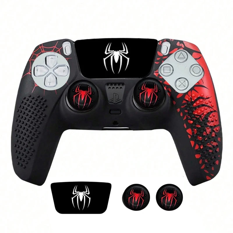 Anti-Slip Controller Skin Shell for PS5 Controller Silicone Cover Case with Rubber Thumb Grip Gaps and Touch Pad Sticker For PS5