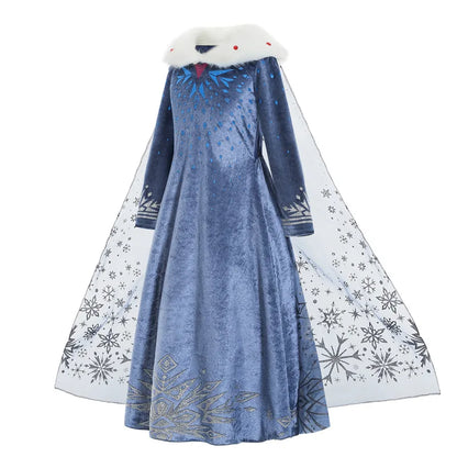 Snow Queen Princess Dress Girls Long Sleeve Winter Party Outfit