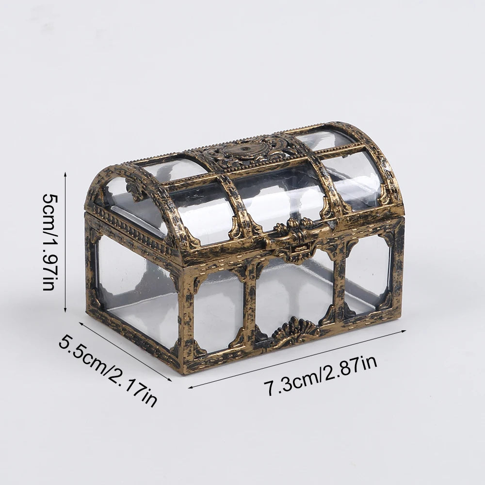 Vintage Treasure Chest Storage Box Transparent Pirate Candy Jewelry Display Box for Wedding Party Birthday