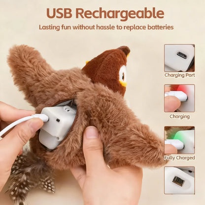 Interactive Chirping Flapping Bird Cat Toy Touch Activated