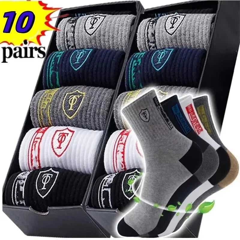 Breathable Cotton Sports Stockings Men Bamboo Fiber 10 Pack