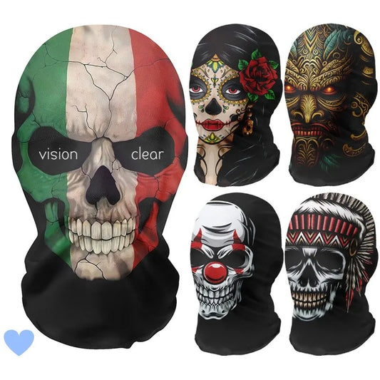 Skeleton Full Face Fashion Headwear Mask Motorcycle Perspective Net Balaclava Bike Outdoor Wearing Halloween, Christmas Mask