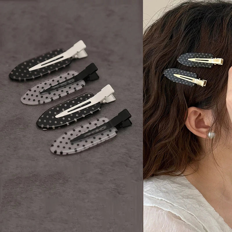 Polka Dot Acrylic Hair Clips Women BB Hair Snap Barrettes
