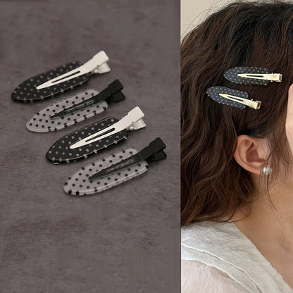 Polka Dot Acrylic Hair Clips Women BB Hair Snap Barrettes