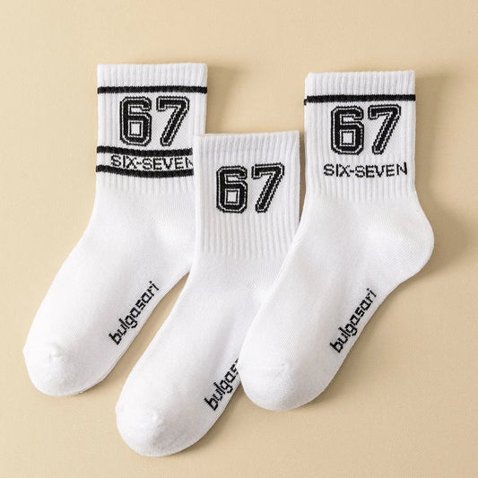 Teen Fashion Socks 67 Print Mid Calf Sports Socks Kids