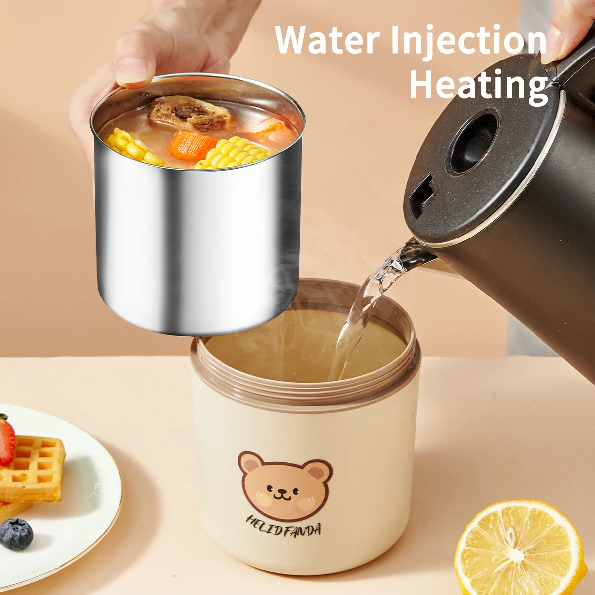 Large Capacity Stainless Steel Thermal Bento Box Cute Insulated Container