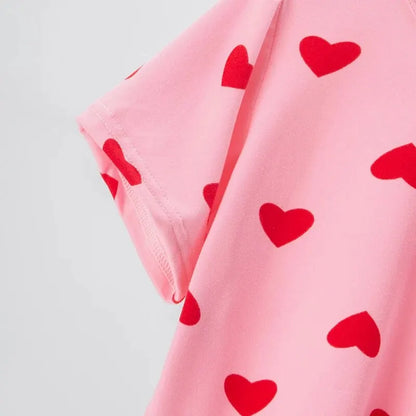 Girl Summer Love Short Sleeve Pajamas Three Piece Set