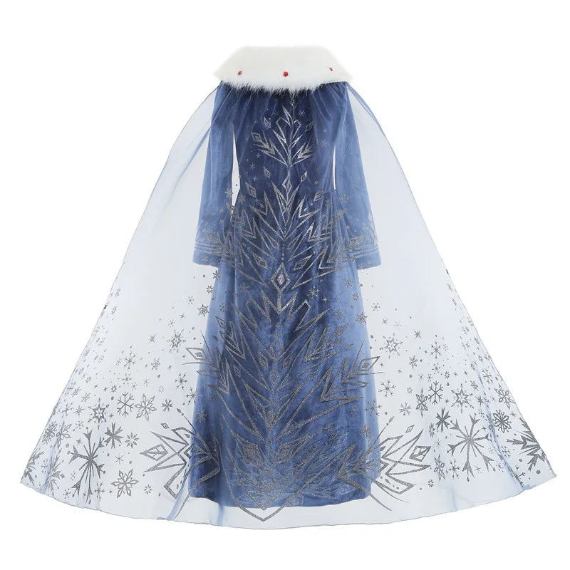 Snow Queen Princess Dress Girls Long Sleeve Winter Party Outfit