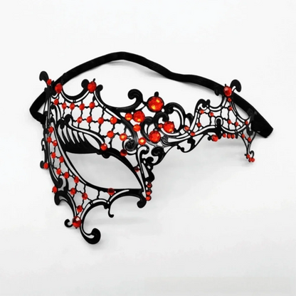 Black Gold Skull Metal Mask Halloween Rhinestone Half Face Venetian Masquerade Men White Women Skull Party Mask