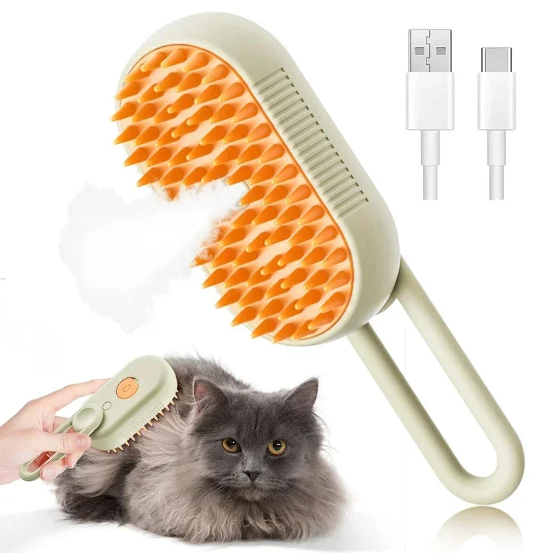 3 in 1 Steam Pet Brush Electric Cat Steamy Grooming Comb