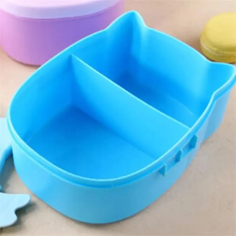 Portable Plastic Children Bento Lunch Box Student Cartoon Food Container