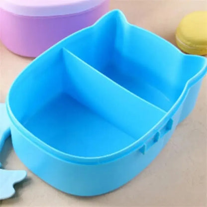 Portable Plastic Children Bento Lunch Box Student Cartoon Food Container
