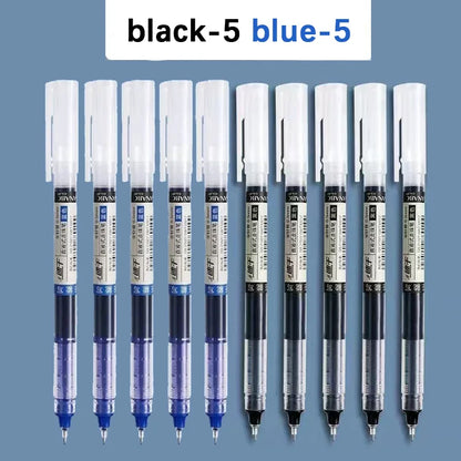 10Pcs High Quality Needle Type Gel Pens Straight Liquid Ballpoint Pen Kawaii Statio nery School Office Supplies Writing colours