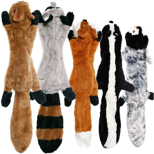 No Stuffing Plush Dog Toy Durable Squeaky Crinkle Animal