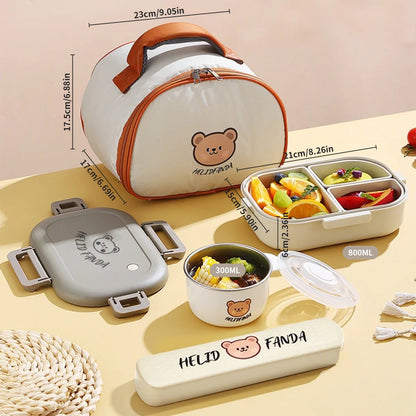 Removable 3 Compartment Plastic Bento Box Microwavable Food Container