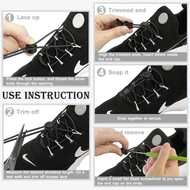Elastic No Tie Shoe Laces Stretching Lock Lazy Shoestrings