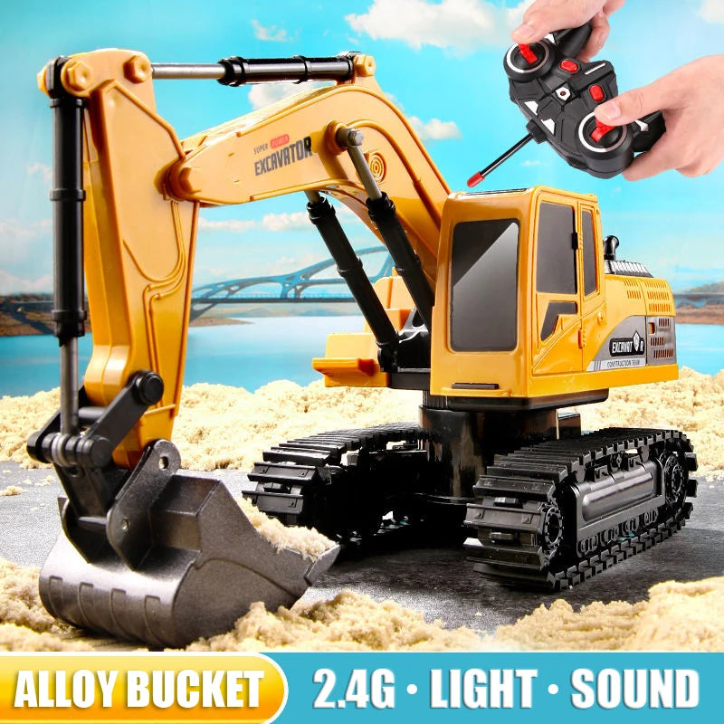 1:24 6 Channel RC Excavator Remote Control Construction Toy