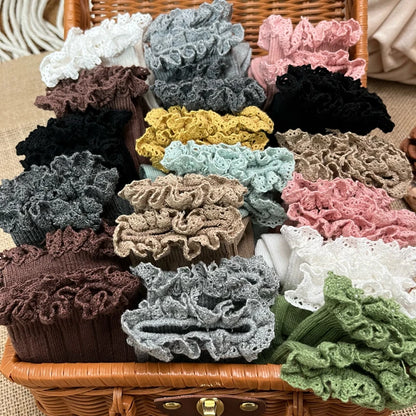 Ruffle Girls Knee High Socks Baby Lace Flower School Uniform