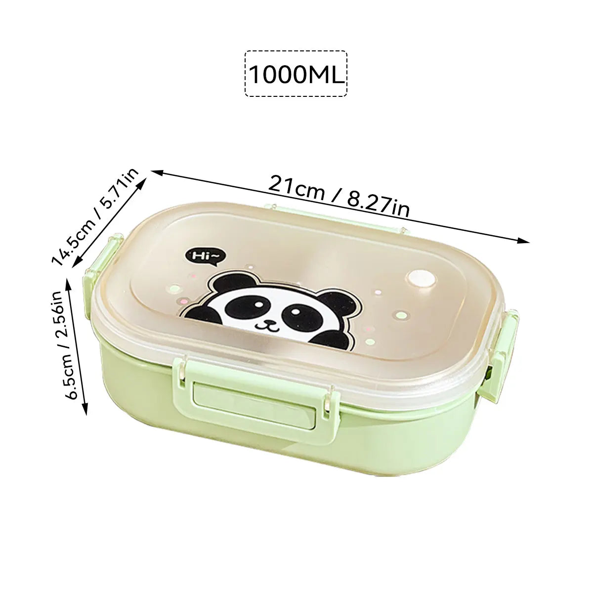 WORTHBUY Portable Plastic Lunch Box With Detachable 3-Compartments Cute Divided Food Container For Kids Students Microwave Safe