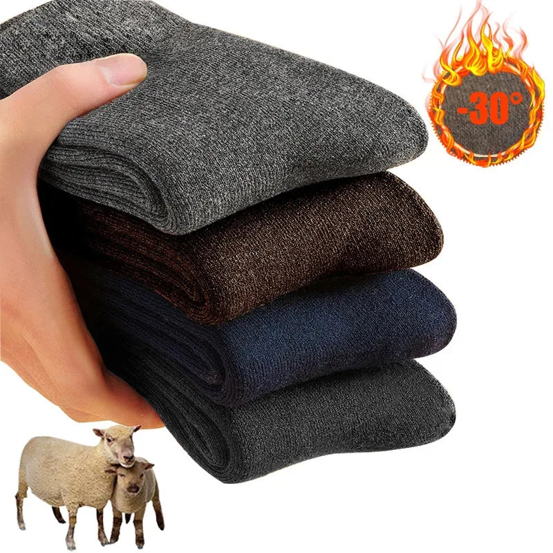 2025 New Winter Super Thicker Warm Socks Wool Male Men Women Socks Solid Socks Merino Wool Socks Against Cold Snow Terry Socks