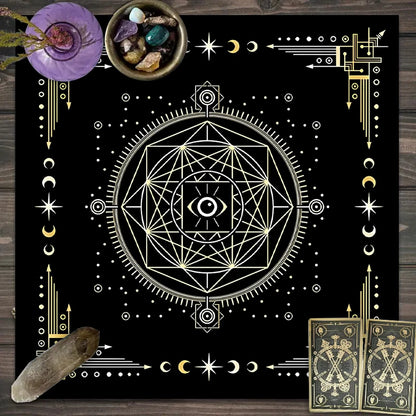 1PC Moonlight Flower Tarot Card Table Cloth, Altar Card Mat, Witchcraft Astrology Supplies Decorative Card Mat