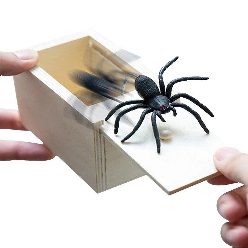 Wooden Spider Scare Box Halloween Prank Trick Toy