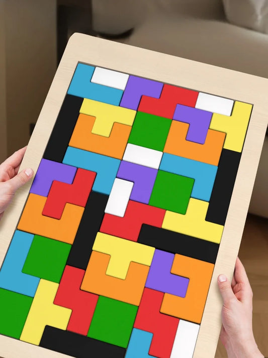 Colorful Wooden Tangram Puzzle Geometric Shape Board