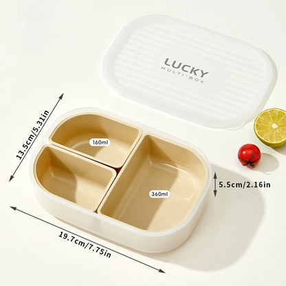 3 Grids Microwave Plastic Lunch Box Detachable Fruit Bento Box