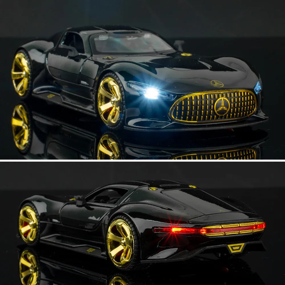 1:32 GT Car Diecast Metal Alloy Model Car Sound and Light Hobbies High Simulation Collections Ornaments Boyfriend