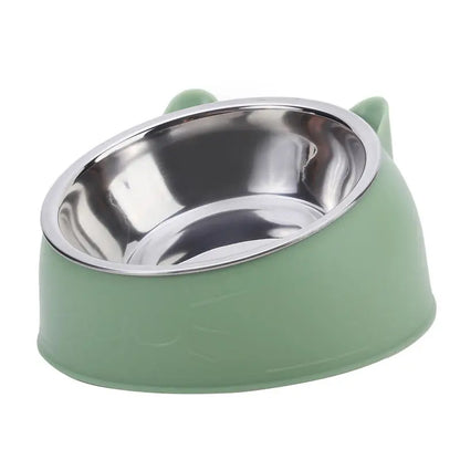 Inclined Kitten Puppy Food Feeding Bowls Stainless Steel